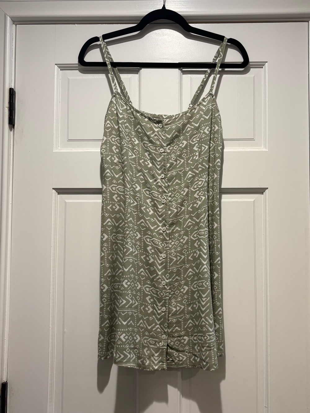 Hollister XS Sage Green & White Printed Mini‎ Dress